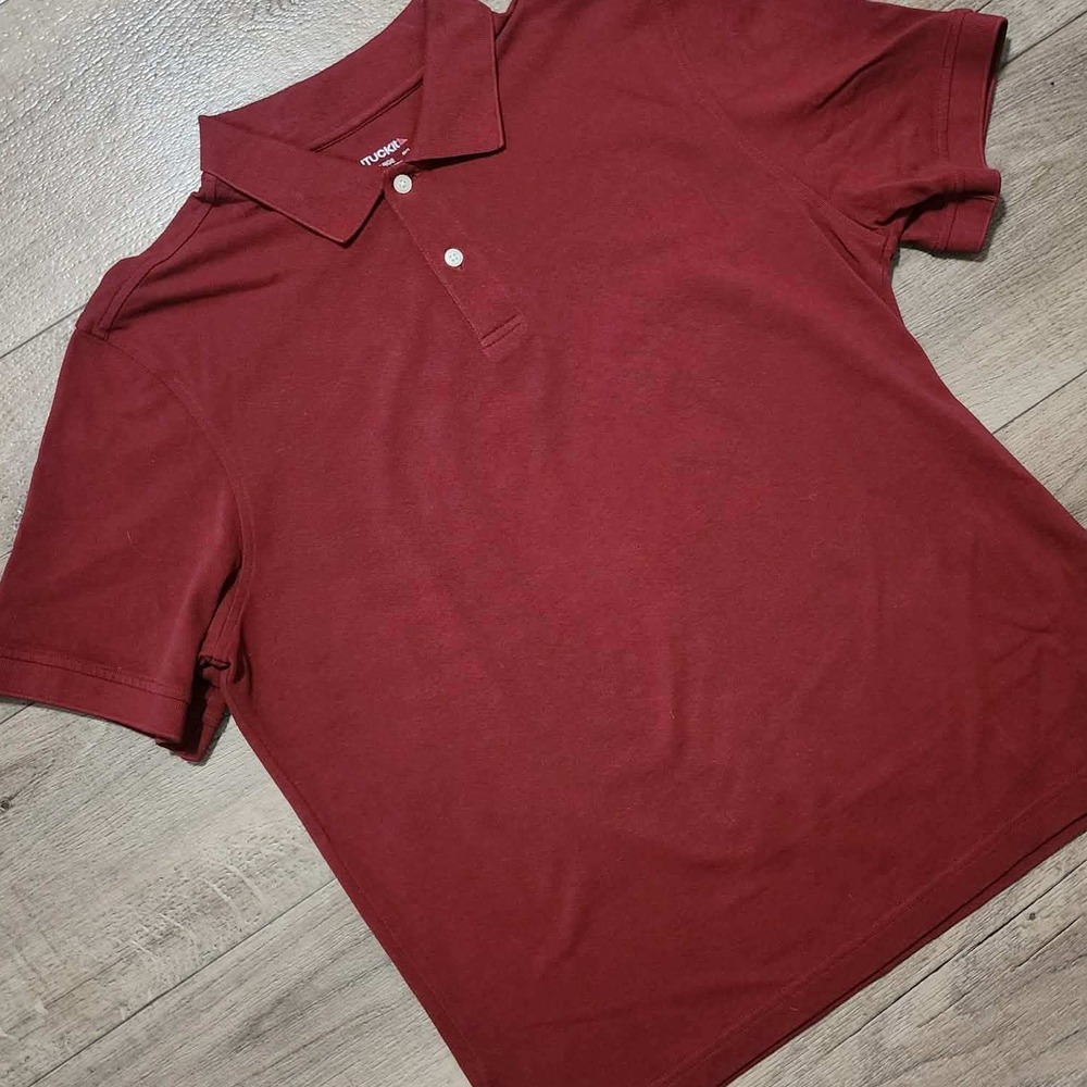 UNTUCKit Mens Pima Cotton Polo Shirt Burgundy Red Short Sleeve Size Large